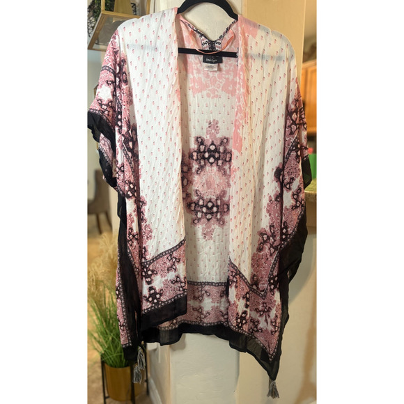 Lord & Taylor Women's Boho Cover-Up Kimono One Size - Picture 2 of 4